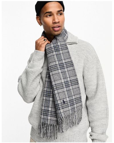 Polo Ralph Lauren Écharpe en laine à carreaux avec logo joueur - Blanc