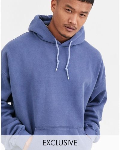 Reclaimed (vintage) Inspired Oversized Washed Hoodie - Blue
