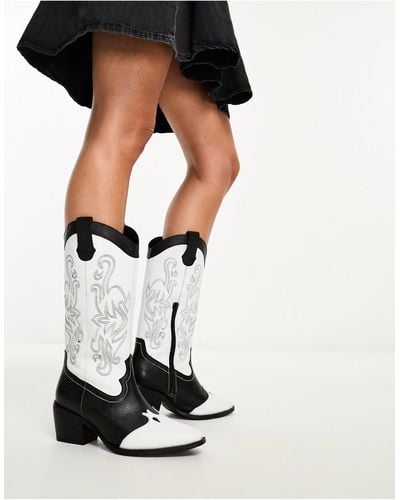 London Rebel – mehrfarbige cowboy-stiefel mit blockfarbendesign - Schwarz