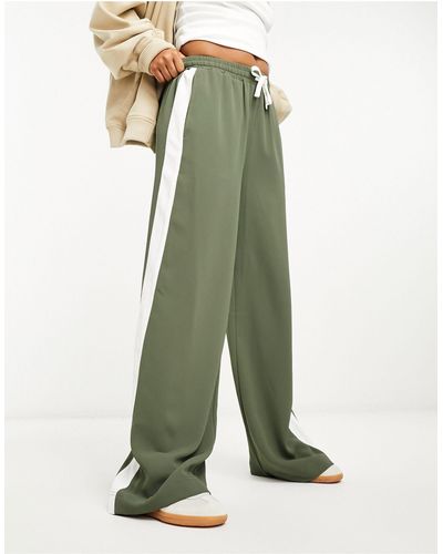 ASOS Pull On Trousers With Contrast Panel - Green
