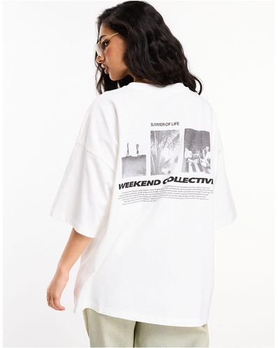 ASOS Camiseta extragrande con estampado gráfico "summer of life" - Blanco