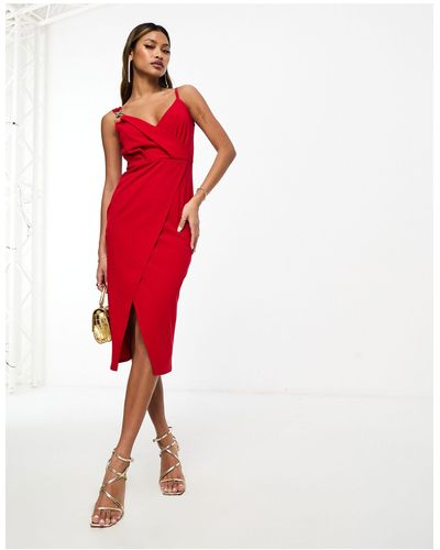 AX Paris Vestido largo ceñido con detalle - Rojo
