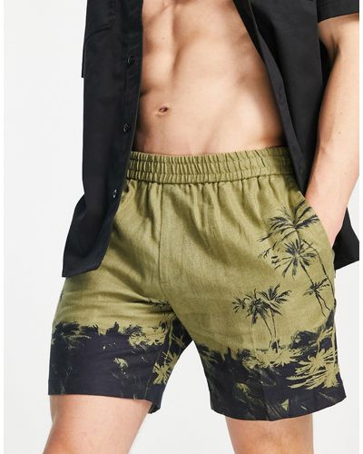 TOPMAN – shorts aus leinenmix - Grün