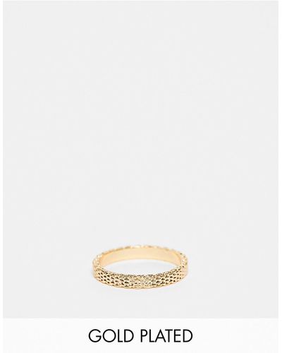 ASOS Curve 14k Plated Ring With Fine Chain Link Detail - White