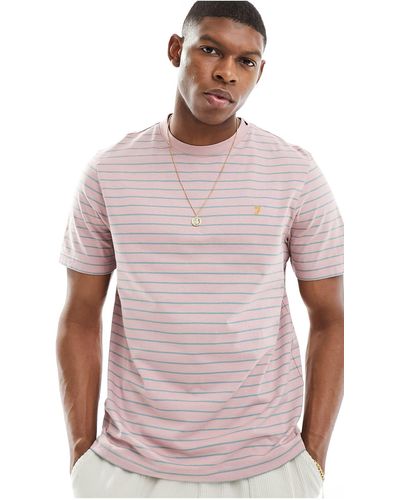 Farah Oakland Stripe T-shirt - Pink