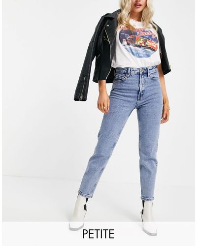 Stradivarius Petite – mom-jeans aus baumwolle - Blau