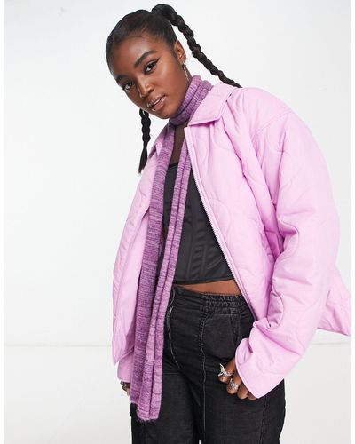 Noisy May Onion Quilted Jacket - Pink