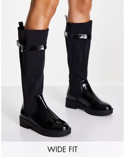 ASOS Conor - bottes d'équitation pointure large avec détails métalliques - Noir