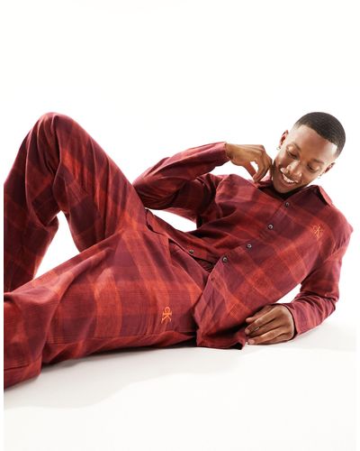 Calvin Klein Flannel Pyjama Set - Red