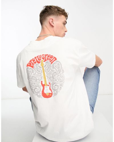 Pretty Green Paisley Guitar Relaxed Fit T-shirt - White