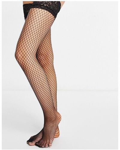 Ann Summers Lace Top Fishnet Hold Ups - Black