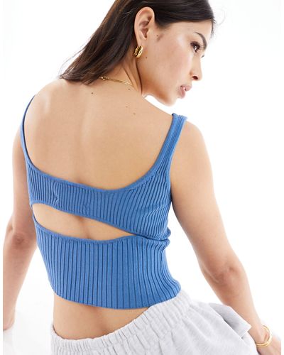 Sixth June Knitted Vest With Open Back - Blue