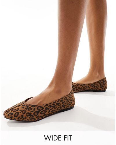 Simply Be Simply Be Extra Wide Fit Printed Flats - Brown