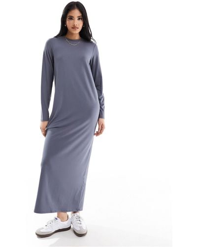 ASOS Long Sleeve Maxi T-shirt Dress - Blue