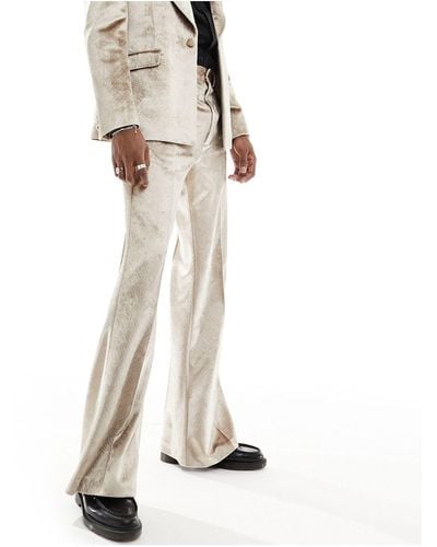 ASOS Vintage Flare Embossed Velvet Suit Trousers - White