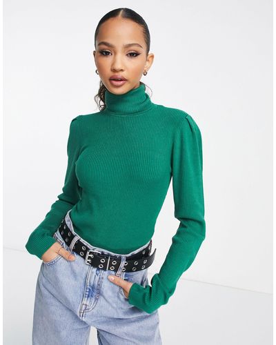 Y.A.S . Jenny Ribbed Roll Neck Jumper - Green