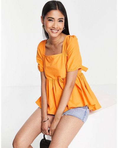 Vero Moda Aware - Gesmokte Top Met Strik Achter - Oranje