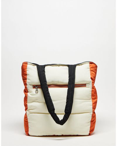 Public Desire Triton - maxi borsa color pietra con tasca anteriore e finiture arancioni - Multicolore