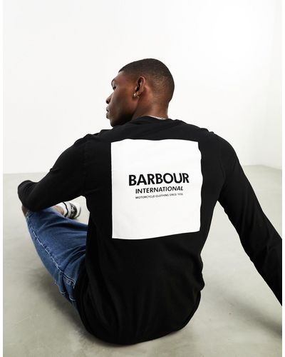 Barbour Exhaust - maglietta a maniche lunghe nera con stampa sul retro - Nero