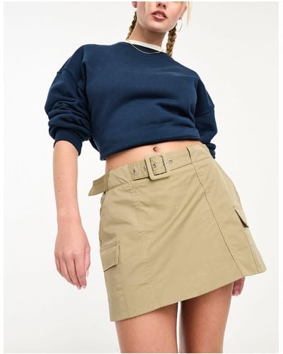 Mango Belt Detail Cargo Mini Skirt - Blue