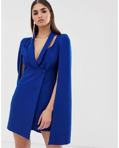 Lavish Alice Robe courte cape style blazer - Cobalt - Bleu