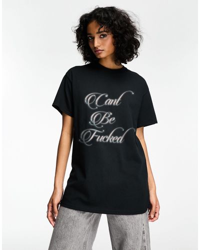 ASOS T-shirt oversize avec motif can't be fucked effet chrome - Noir