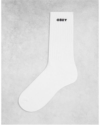 Obey Small Logo Socks - White