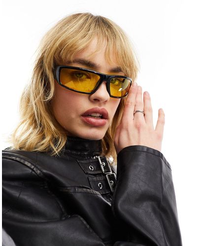 Collusion Racer Sunglasses With Yellow Lens - Black
