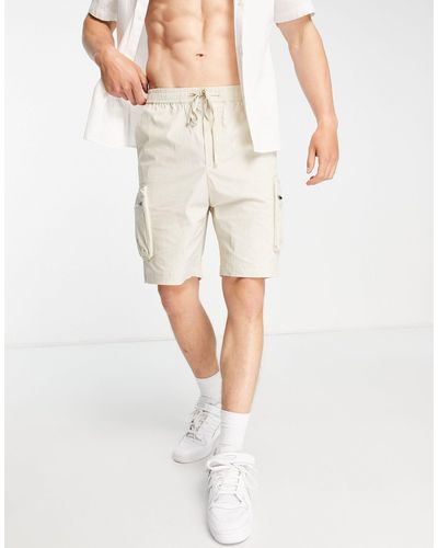 SELECTED Loose Fit Technical Cargo Shorts - White