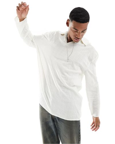 Reclaimed (vintage) Textured Long Sleeve Shirt - White