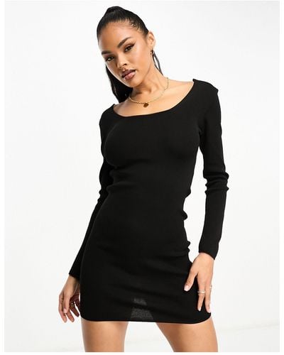 Fashionkilla Knitted Low Back Mini Dress - Black