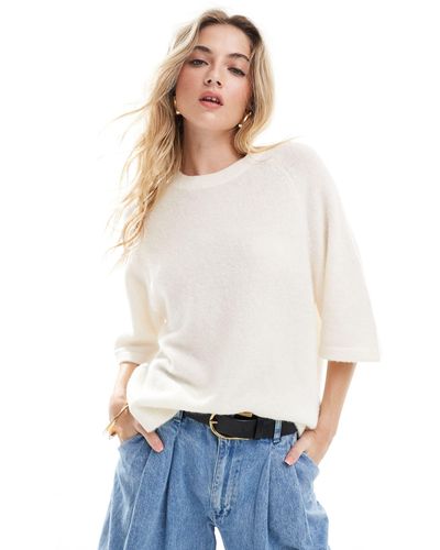 & Other Stories Alpaca Short Sleeve Knitted Jumper - White