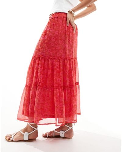 New Look Tie Midi Skirt - Red
