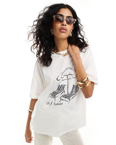 4th & Reckless Bella Beach T Shirt Co-ord - White