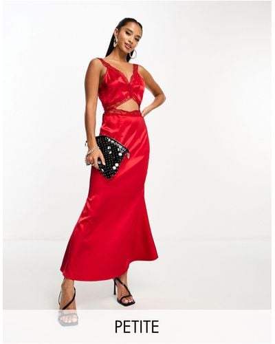 Never Fully Dressed Petite Lace Cut-out Maxi Dress - Red