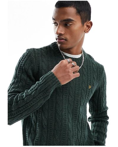 Farah Tassotti Cable Knit Wool Sweater - Black