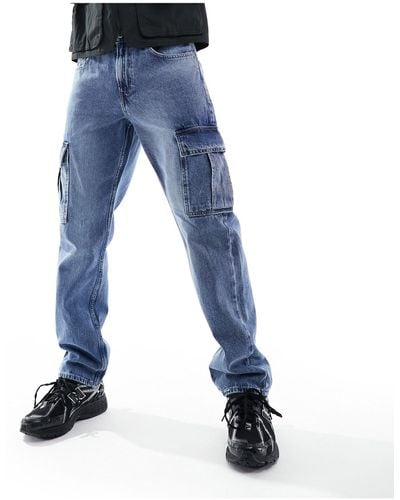 Only & Sons – edge – gerade geschnittene cargo-jeans - Blau