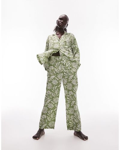 Topshop Unique – pyjama aus hemd und hose - Grün