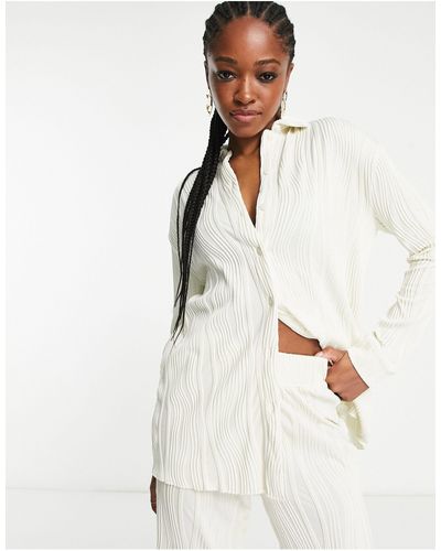 4th & Reckless Plisse Shirt Co-ord - White