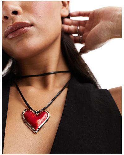 Monki Heart Pendant Necklace - Black