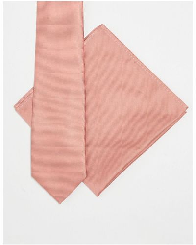 ASOS – set aus krawatte und einstecktuch - Pink