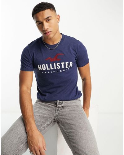 Hollister T-shirt tecnica mélange con logo - Blu