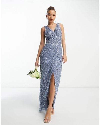 Beauut Bridesmaid Wrap Maxi Dress - Blue