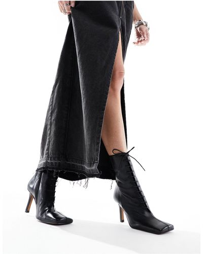 ASOS Eclipse - bottines à lacets et bout carré en cuir premium - Noir