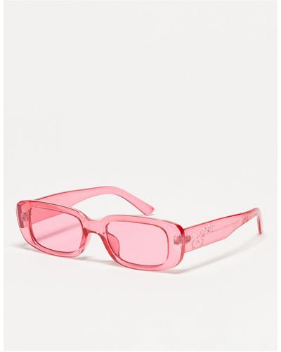 Skinnydip London Festival - Rechthoekige Zonnebril Met Vlindertjes Van Siersteentjes - Roze