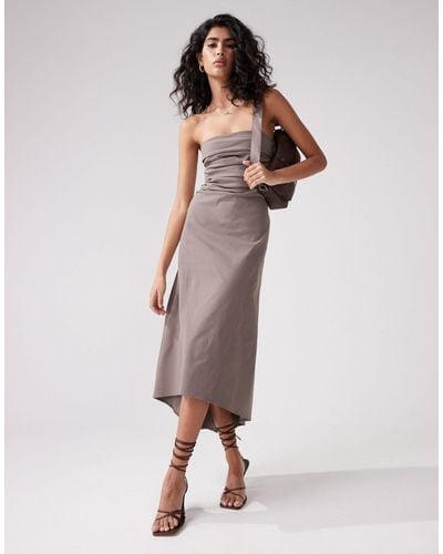 ASOS Bengaline Bandeau Knee Length Dress - Grey