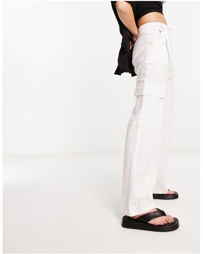 4th & Reckless Linen Cargo Trouser - White
