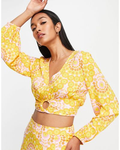 Y.A.S Crop Top Co-ord With Ring Detail - Yellow