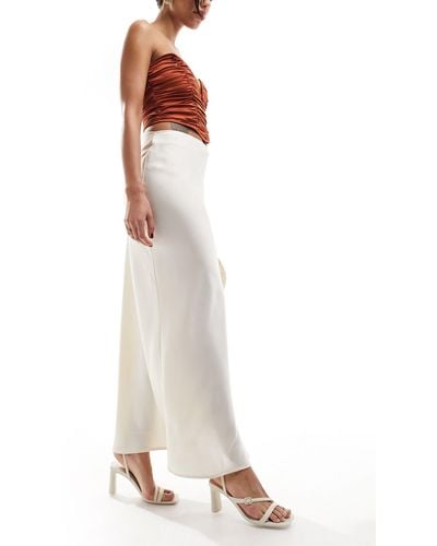 Pretty Lavish Satin Maxi Skirt - White