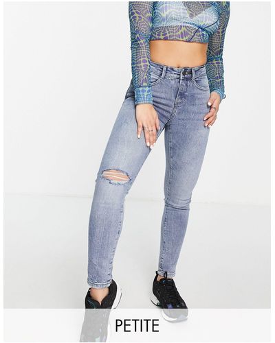 Noisy May Callie - jeans skinny a vita alta a coste azzurri - Blu